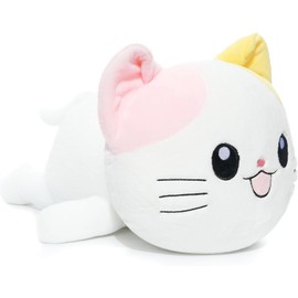 Kawaii Plush Calico Cat Pillow – Soft Sleeping Cat Stuffed Animal, 18 Inch