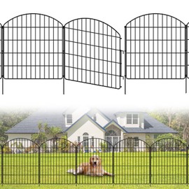 Garden Fencing Animal Barrier 12Pcs, 10 Panels + 2 Gate, 30in (H) x 23.6ft (L), No Dig Fence, Rustproof Metal, Flower Edging for Yard & Patio Outdoor Landscape, Arched