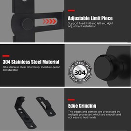 90 Degree Flip Barn Door Lock Pocket Bi-Fold Bathroom Lock Screen Door Stopper Lock Hook Eye Angle Door Latch Buckle Protect Privacy Security for Barn,Garden,Cabinet,Outdoor,Garage,Window（4inch*Black）