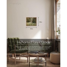 AIMAILON Vintage Framed Canvas Wall Art Decor Classical Spring Botanical Aesthetic Artwork Countryside Outskirt White Wildflower Landscape Picture for Office Living Room 10x12