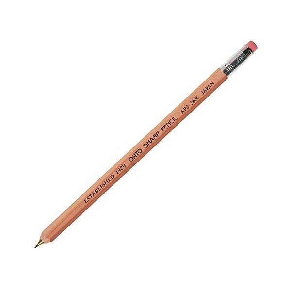 OHTO Mechanical Pencil Wood Sharp with Eraser, 0.5mm, Natural Wood Color Body (APS-280E-Natural)