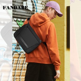 FANDARE Shoulder Bag Men's Work Bag Expandable Messenger Bag Shoulder Bag Men's Bag Messenger Bag for Hanging Travel School College Work Outdoor School Bag Waterproof TPU, black, Fashionable