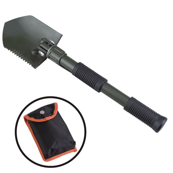 AceCamp Collapsible Utility Shovel, Pick Axe and Saw, Lightweight Portable Folding Shovel for Outdoor Camping and Gardening with Carrying Case - 16 In