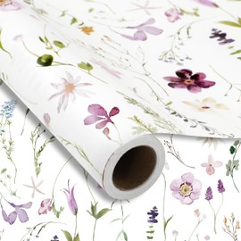 FYSUIMU Spring Wild Floral Wrapping Paper -Mini Roll- 17 Inch x 32.8 Ft Watercolor Wildflowers Gift Wrap Paper Spring Art Paper for Birthday Wedding Bridal Baby Shower Mother's Day DIY Craft