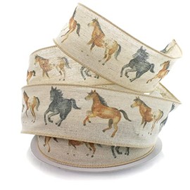 Ribbon Traditions Wild Horses Burlap Wired Ribbon 2 1/2" by 10 Yards