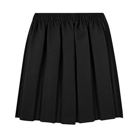 MOLLY MALOU Girls School Uniform Skirts Back to School Box Pleated Round Elasticated Skirts 2-16 Years (13-14 Years, Black)