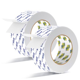 Double Sided Tape Heavy Duty White PE Foam Tape, 2 in X 16.5 Ft Mounting Tape Removable Strips Strong Weatherproof Adhesive Tape for Hanging Picture Poster, Carpets, Paint Wall No Damage, 2 Rolls
