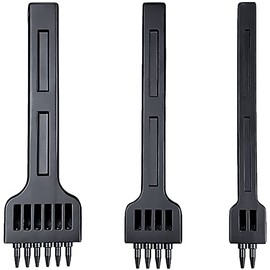 KEWAYO Leather Chisel Set, 4mm 2/4/6 Prong Tooth Lacing Diamond Stitching Chisel Set for DIY Leather Craft (3 pcs Black)
