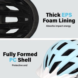 Youth Adult Road Bike Helmet, Men Women Adjustable Mountain Bicycle Helmet with Detachable Visor, 2 Sizes for Youth, Kids, Adult (Vanilla Blue Yellow Gradient, L)