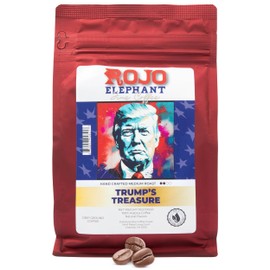 Rojo Elephant Trump's Treasure Handcrafted Ground Coffee, 100% Arabica Beans, Chocolate, Crème Brûlée, Hazelnut, and Macadamia Flavored, 11 oz Bag