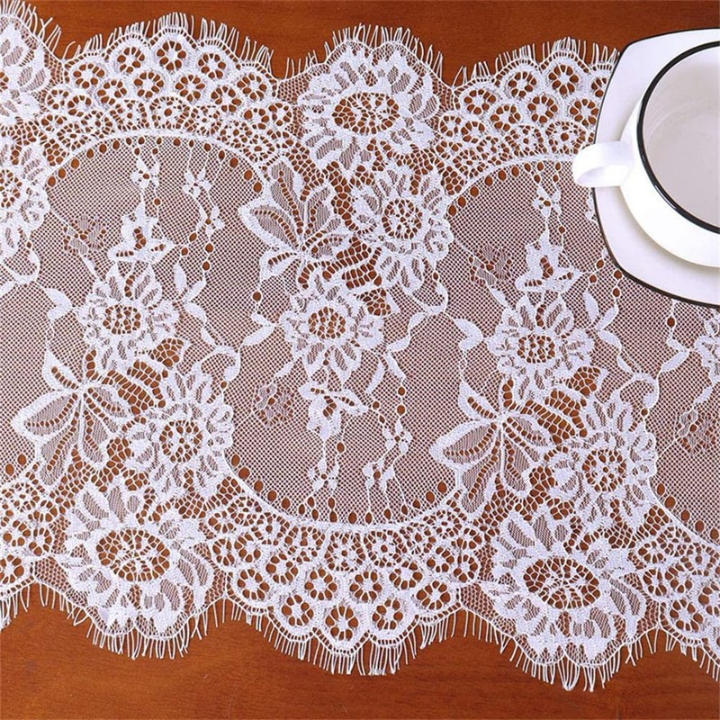 White Lace Table Runners for Wedding Bridal Shower Baby Shower