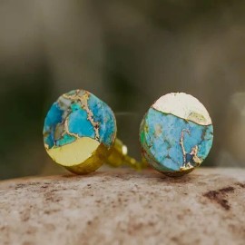 Unbranded Genuine Turquoise Women Healing Reiki Balance Vintage Dainty Stud Earrings Gifts