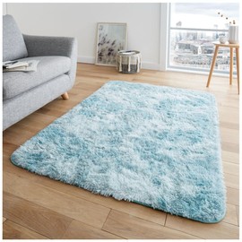 GC GAVENO CAVAILIA Luxury Marble Shaggy Rug Duck Egg Living Room Carpet Anti Slip Fluffy Mats Warm Thick Plush Pile Mats, 160X230 Cm