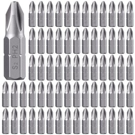 Yaocom 100 Pack Reduced Phillips Drywall Screwdriver Bits 1 Inch #2 Phillips Drywall Insert Bits Silver Metallic Alloy Steel Drill Driver Modified Manual Screwdriver Electric Screwdriver