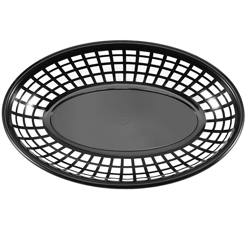 JAPCHET 60 Pack 8.8x5.5 Inch Black Fast Food Baskets, Oval