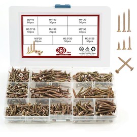 360PCS Wood Screws Kit, 304 Stainless Steel Assortment – M3, M3.5, M4 Self Tapping Screws, Multi Use High Performance for DIY, Furniture, Woodworking & Repairs