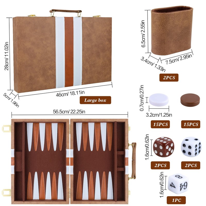 RERIVER Backgammon Set 2 Players Classic Backgammon Sets for Adults