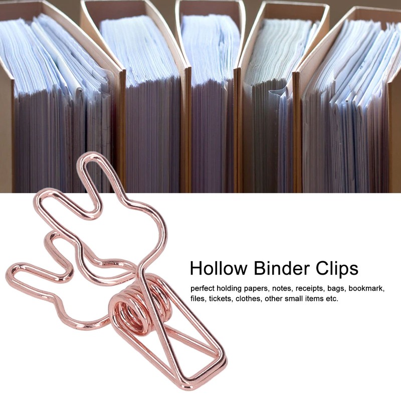 100Pcs Bunny Binder Clips Hollow Out Cute Strong Clamping Durable