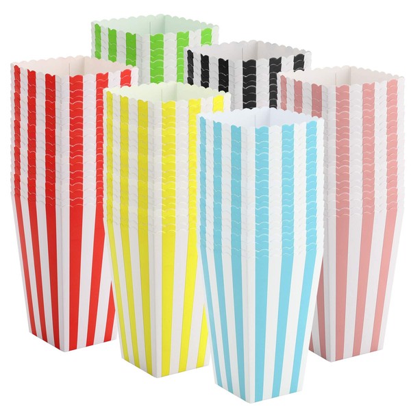 Lawei 120 Pack Movie Party Popcorn Boxes, Colorful Striped Popcorn Boxes, Small Paper Popcorn Containers Great for Home Movie Theater Carnival Party
