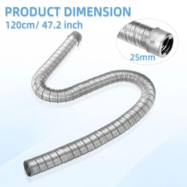 autozen Heater Exhaust Pipe, 120cm two-layer Stainless Steel Exhaust Pipe with 2 Clamps generator exhaust hose for Diesel Gas Vent Hose Heating