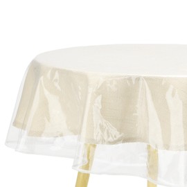sourcing map 54 x 72 Inch Clear Plastic Tablecloth, Waterproof Oilproof Oval Vinyl Table Cover Protector with Sewn Finished Edges, Table Cloth for Dining, Parties and Holidays
