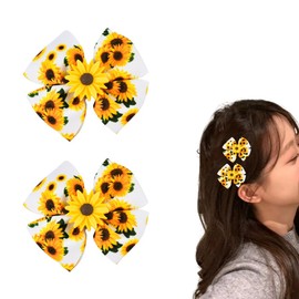 Sunflower Hair Bows for Girls Flower Hair Clips for women bow hair clips for thick thin hair accessories sunflower bowknot Hair Barrettes Alligator Hairpin Spring summer hair clip 2pcs