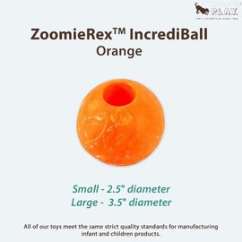 P.L.A.Y. Cute Outdoor Dog Toys - ZoomieRex IncrediBall Rubber Ball Toy, Great for Puppies & Small, Medium, Large Dogs - Dishwasher Safe, Indestructible, Floats in Water, Beach Friendly (Orange, Small)