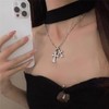 Warshion Cross Necklace Silver Plated Double Cross Pendant Necklace Dainty