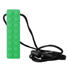 Soft Baby Teether 5 Colours Oral Sensory Chew Toy Chew Necklace Toy Building Blocks for Toddlers Bath Toy Illness Toy Gifts for Children (Green)