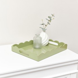 Melody Maison Rectangle Olive Green Scalloped Tray