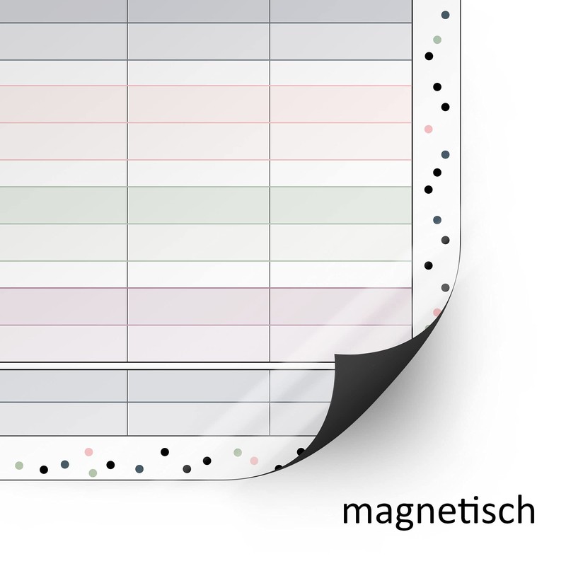 Younikat Girl’s School Timetable, DIN A4, Wipeable and Re-Writable, pink