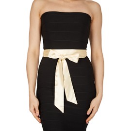 BlackButterfly Bridal Wedding Bridesmaid Satin Sash Belt (Champagne, 5 CM X 175 CM)