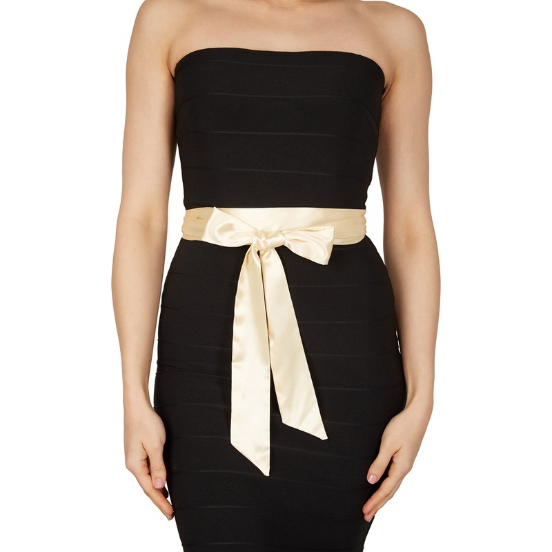 BlackButterfly Bridal Wedding Bridesmaid Satin Sash Belt (Champagne, 5 CM