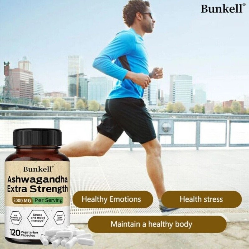 Bunkell Ashwagandha Capsules with BioPerine for Absorption Stress and Mood