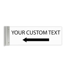 ALPHA DOG SIGNS - Custom Projecting Hallway Sign for Your Business, Left Arrow, 4x12 Inch, Double Sided, Indoor or Outdoor, Easy Installation, Made in the USA, White