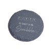 "Fifty Is Only 14 In Scrabble" Engraved Slate Coaster -