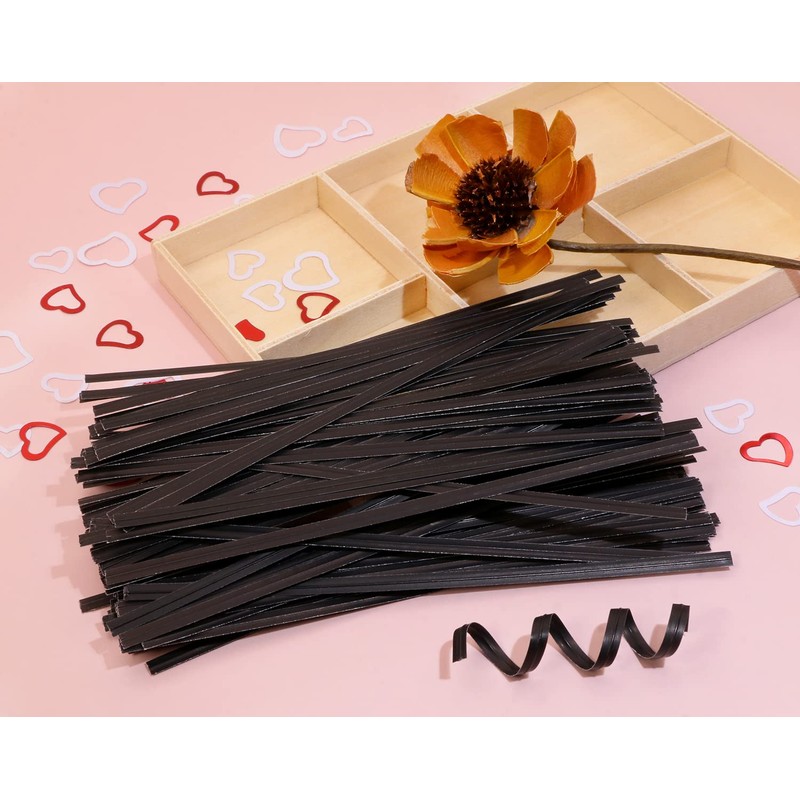 ONLYKXY 100 Black Kraft Paper Twist Ties (15cm/5.9inch)