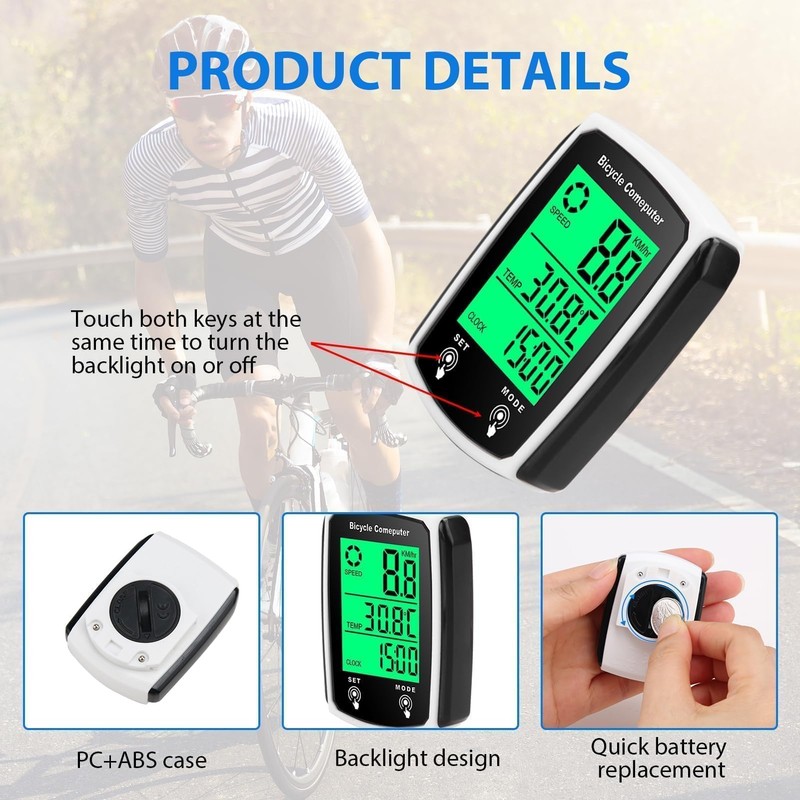 Bicycle Computer IPX6 Waterproof Bicycle Computer, Speedometer Multi-Function, Bicycle Speedometer