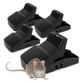 TwinTech Jaws Reusable Mouse Traps, Sanitary and Easy-to-Use for Mice and Small Rodents, Indoor Use for Home, Kitchen, Garage, Office, 8.3"L x 4.3"W x 4.3"H, X-Large (4 Pack)