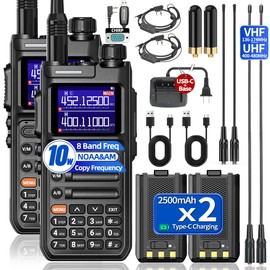 BAOFENG Radio UV-26 10W Ham Radio Handheld Long Range NOAA Emergency Weather Radio 5RM K5 Rechargeable Walkie Talkies with Programming Cable,USB-C Charging for Survival Gear Camping,2 Pack