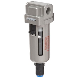 SMC AF30-03D-R-A Compressed Air Filter, Removes Particulate, Right to Left Flow, Polycarbonate Bowl with Bowl Guard, Float Auto Drain (N.O.), 5 Micron, 127 scfm, 3/8" BSPT