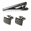 Rockyu Cufflinks Tie Pin Set, Men's, Simple, Black, Zirconia, Tie