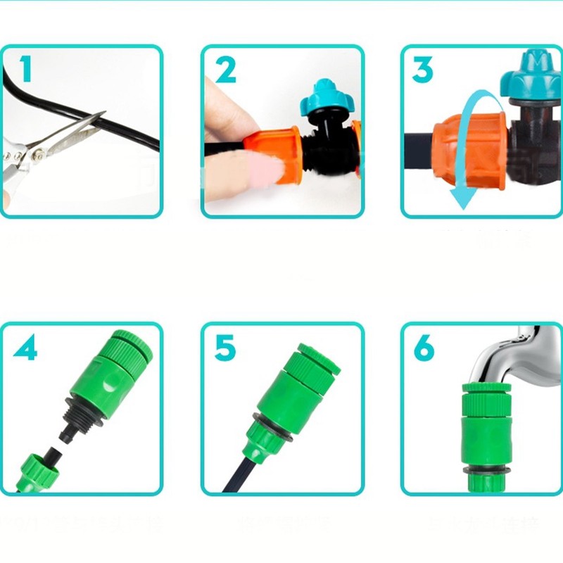 5m Garden Irrigation Kit 9/12 Hose Spray Nozzle Automatic Watering