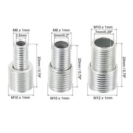 PATIKIL M10/M12 to M6/M8/M10 Reducing Screw, 6 Pack 20mm Long External Thread Adapter Reducer Convert Joint Hardware Double Male Thread Bolts