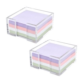 GSHLLO 2 Pcs Clear Acrylic Sticky Note Holder Office Memo Holders Sticky Notepad Organizer Sticky Note Pad Dispenser Notepad Desk Organizer for Home and Office
