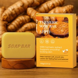 APPTI Turmeric Soap Bar, Natural Handmade Soap, Turmeric Face and Body Wash, Moisturizing Deep Cleansing Soap