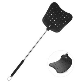 Foxany Leather Fly Swatter, Telescopic Fly Swatters Heavy Duty Set, Flexible Manual Flyswatters Pack, Extendable Swatter with Long Stainless Steel Handle Indoor Outdoor