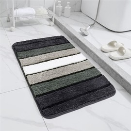 MRL Bathroom Rug Mat, Ultra Soft and Water Absorbent Bath Rug, Machine Wash, Luxury Microfiber Shaggy Bath Carpet, Non-Slip Bath Mats for Bathroom Floor, Tub and Shower (24"x36", Vertical Stripes)