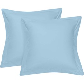 Cotton Delight Light Blue 26x26 European Pillow Shams Set of 2, 100% Natural Cotton, 810 Thread Count, Envelope Closure, Machine Washable