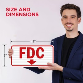 FDC Sign 12" x 6", 60 MIL Engineer Grade Honeycomb Reflective Aluminum, Fire Department Connection Sign, 1 Pack, Rust Free Aluminum, UV Protected, Weather Resistant, Waterproof, Durable Ink, Wall Mount